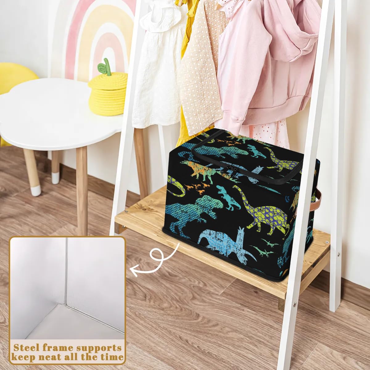 Dinosaur Camouflage Storage Bins with Zipper - 2 Pack for Closet & Shelf Organization