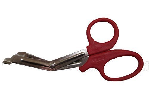 Tough Cut Universal EMT Scissors - 7.5 Inch Heavy Duty Medical Shears for First Aid, Trauma & Emergency Rescue (Red) - Perfect for Paramedics, Nurses & Survival Kits