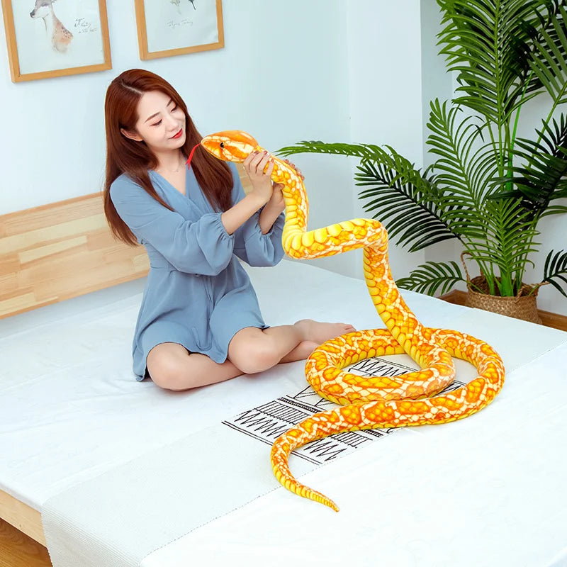 3M Simulation Soft Plush Toy - Giant Yellow Snake Stuffed Animal, Realistic Python Cloth Doll for Kids & Toddlers - Perfect Birthday, Christmas Gift for Boys & Girls - Great for Cuddling, Room Decor, and Pretend Play