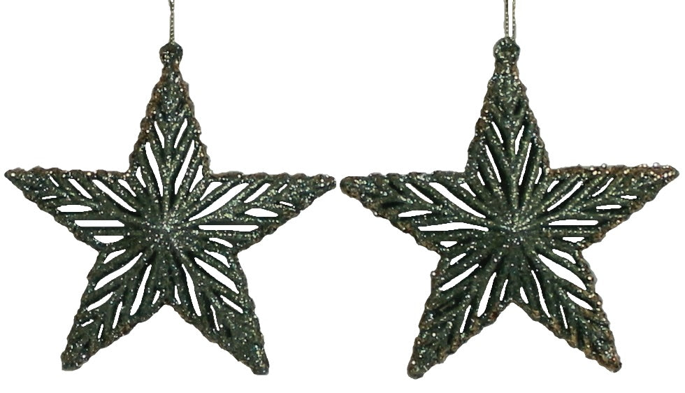 2 Pack Double Layer 3D Glitter Star Ornaments for Christmas Tree Decorations, Holiday Party, Home and Office Decor