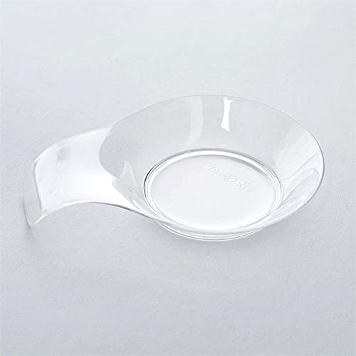24-Pack 4-Inch Clear Disposable Plastic Party Plates with Handles - Balsa Wood Circle Design for Birthday, Wedding & Picnic Events - Perfect for Finger Foods, Desserts & Snacks