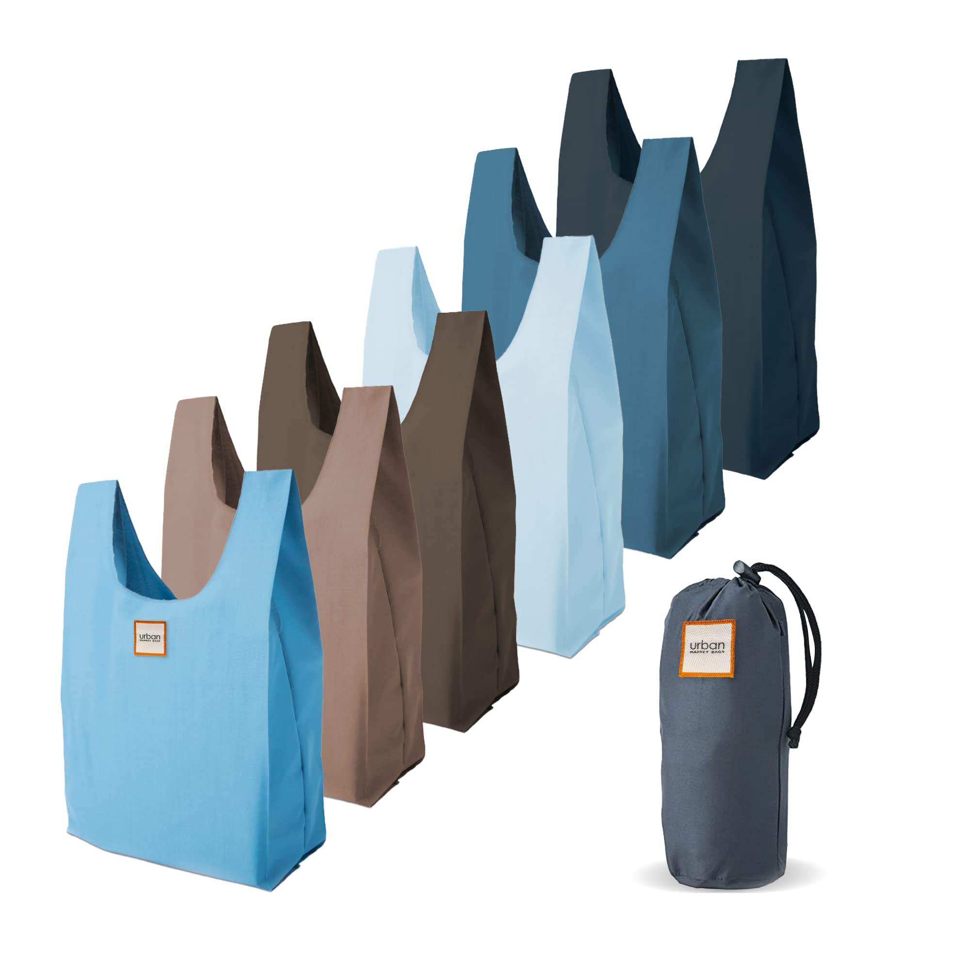 Eco-Friendly Reusable Grocery Bags - 6 Pack Large Foldable Nylon Shopping Totes with Comfortable Handles | Machine Washable & Compact for Storage | Perfect for Groceries, Farmers Markets & Errands