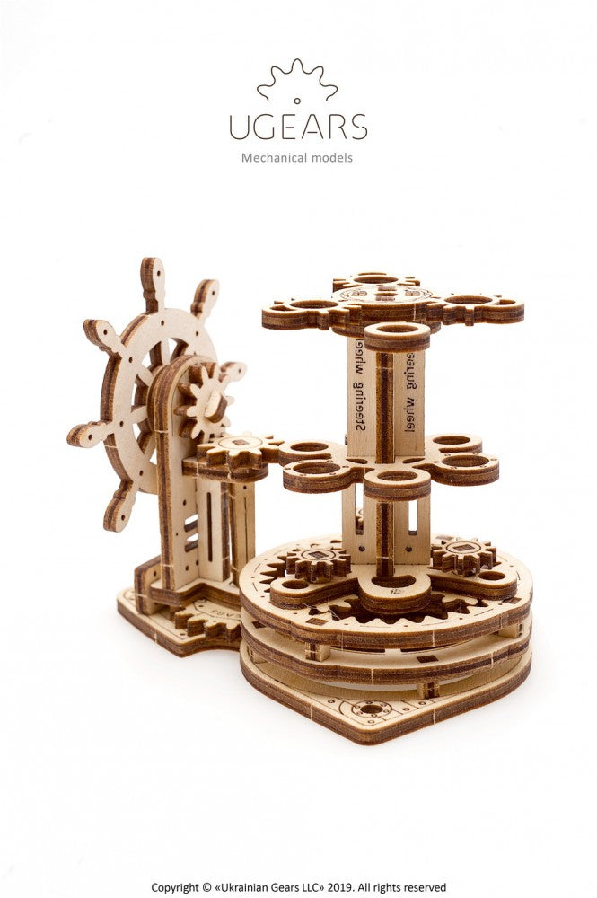 UGears Wooden Wheel Organizer & Pen Holder - 3D Puzzle Mechanical Desk Organizer for Office, School, Workshop | Perfect for Pencils, Markers, Tools Storage & DIY Gift Idea