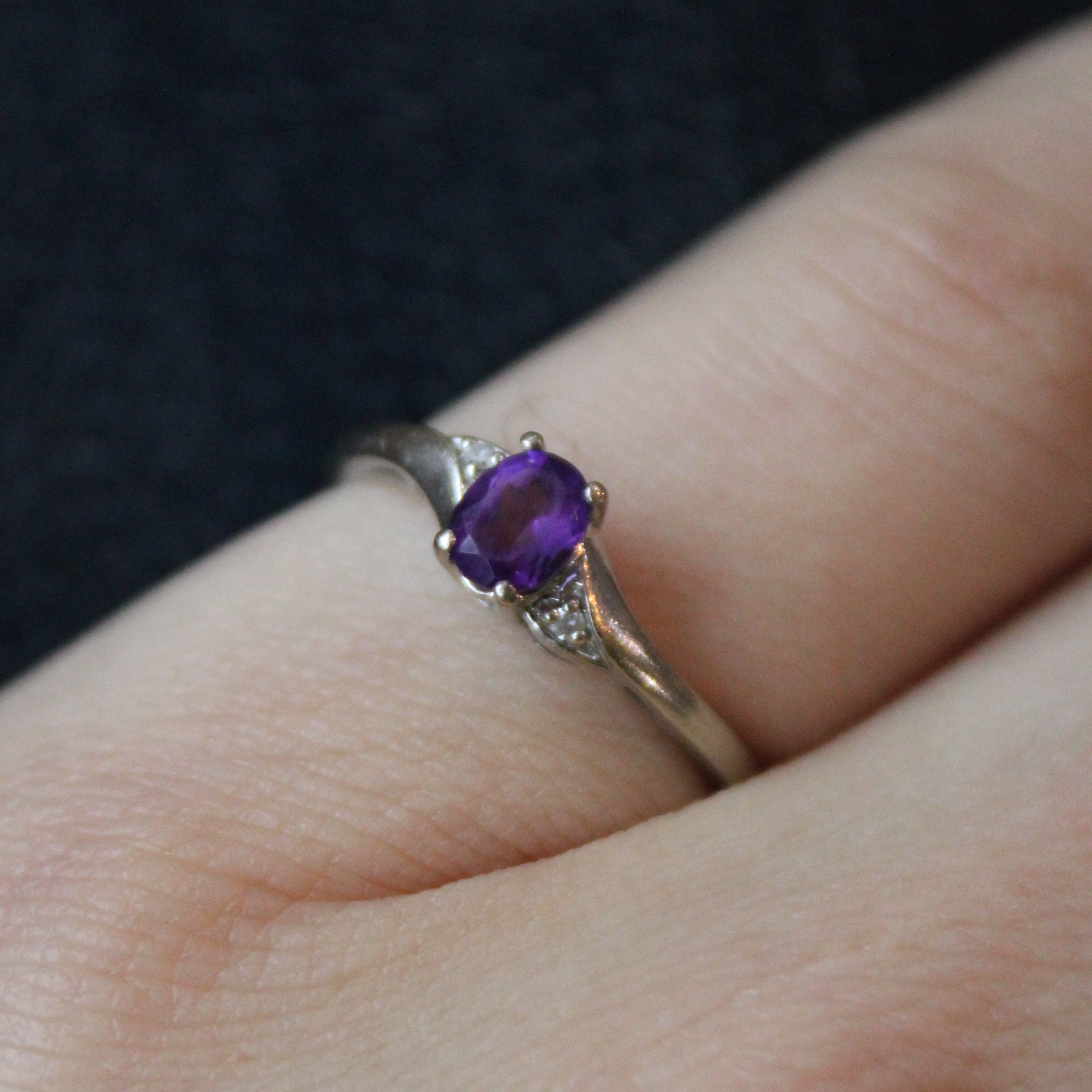 Amethyst and Diamond Ring - 0.26ct Natural Amethyst with 0.01ctw Diamond Accents - Size 6.75 - Elegant Purple Gemstone Jewelry for Women - Perfect for Engagement, Anniversary & Special Occasions