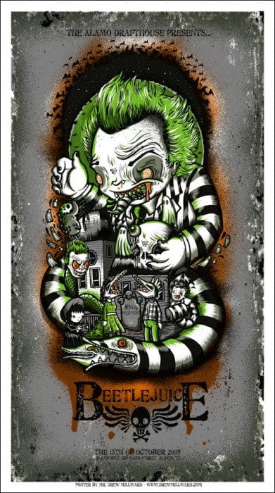 Beetlejuice Movie Poster by Drew Milward - Vintage Horror Art Print for Home Theater, Bedroom & Office Decor