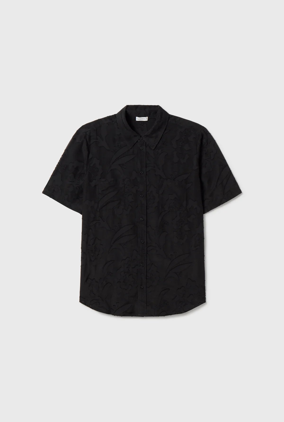 Silk Short Sleeve Boyfriend Shirt for Women - Tulipa Black | Loose Fit Button Down Blouse | Office Wear & Casual Outfits