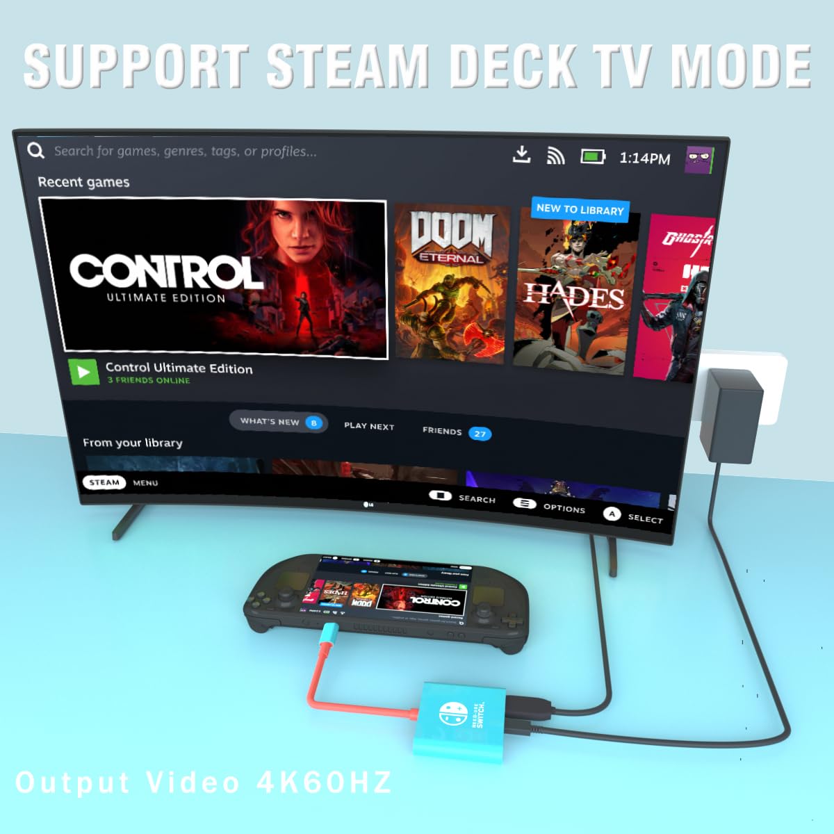 Nintendo Switch Dock - Portable TV Docking Station Compatible with Switch/OLED/Steam Deck, HDMI 2.0 Support for TV Mode | Travel-Ready Replacement Dock for Gaming at Home or On-The-Go