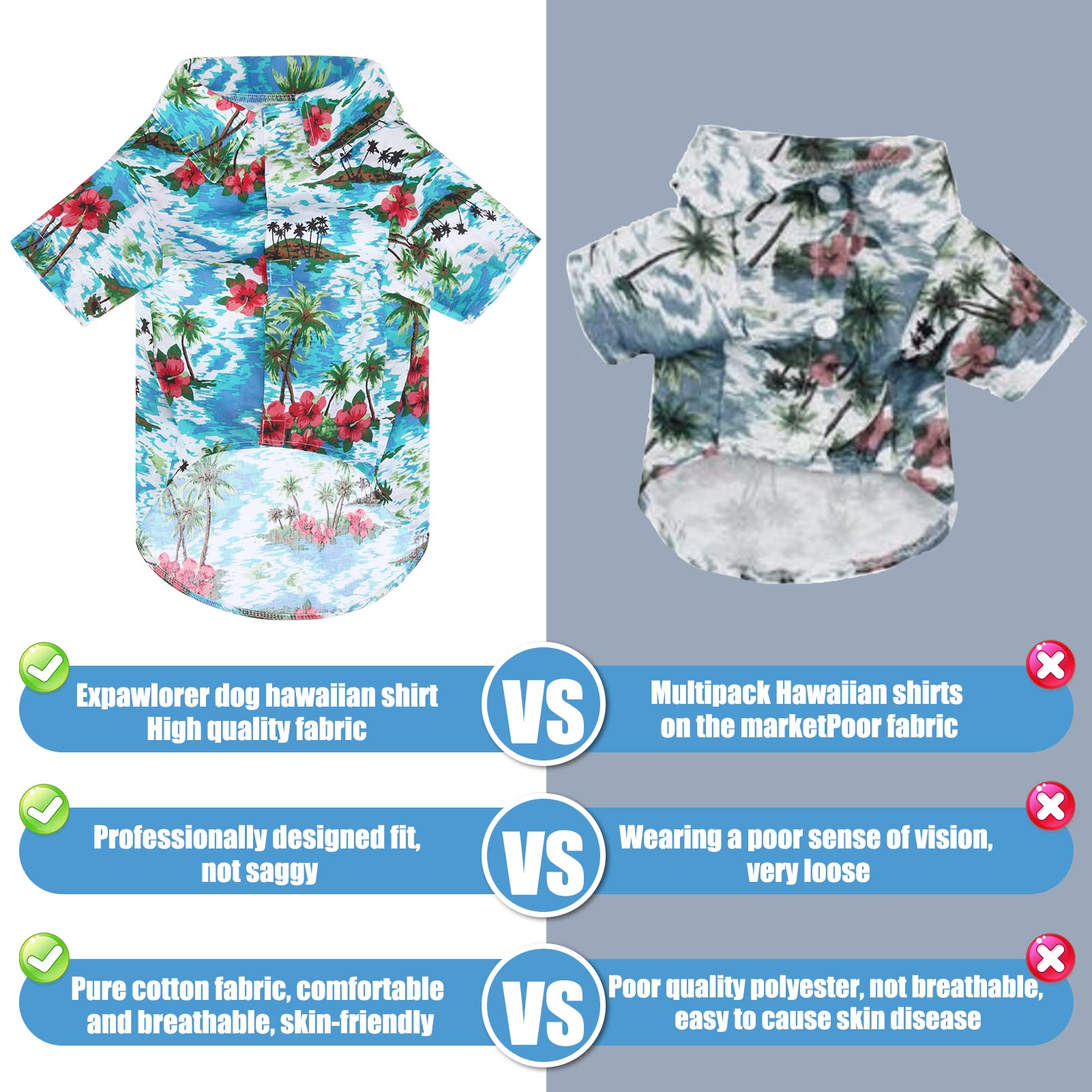 EXPAWLORER Hawaiian Dog Shirt - Breathable Summer Dog Polo T-Shirt with Floral & Tropical Print for Small Medium Large Dogs | Cute Puppy Outfit for Boys & Girls | Perfect for Beach Days, Pool Parties & Summer Adventures