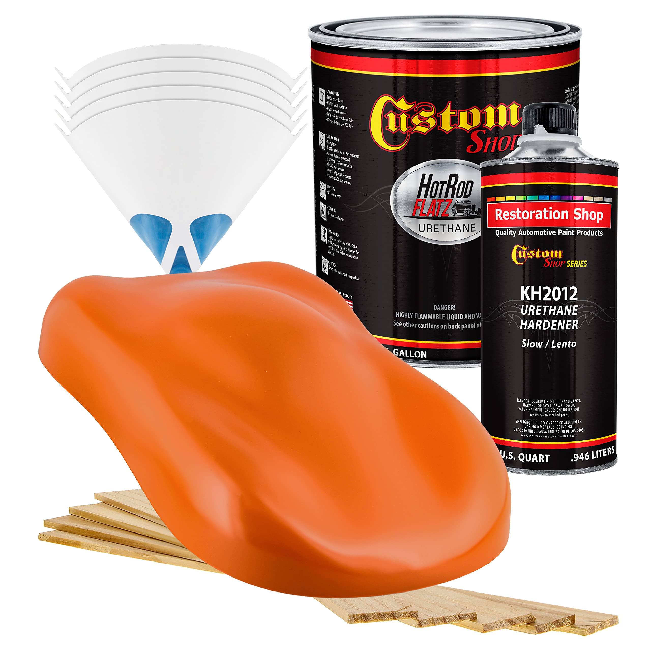Custom Shop Hugger Orange Hot Rod Flatz Flat Matte Satin Urethane Auto Paint - Complete Gallon Paint Kit for Cars & Trucks - Professional Low Sheen Automotive Coating with 4:1 Mix Ratio - Perfect for Hot Rods, Classic Cars & Custom Vehicle Projects