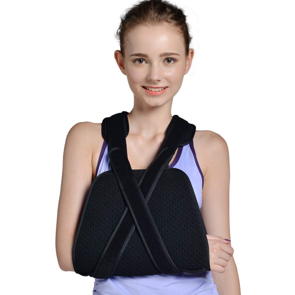 **Adjustable Arm Sling Shoulder Brace - Left & Right Hand Support for Men & Women - Black | Ideal for Shoulder Injuries, Post-Surgery Recovery & Sports Support**