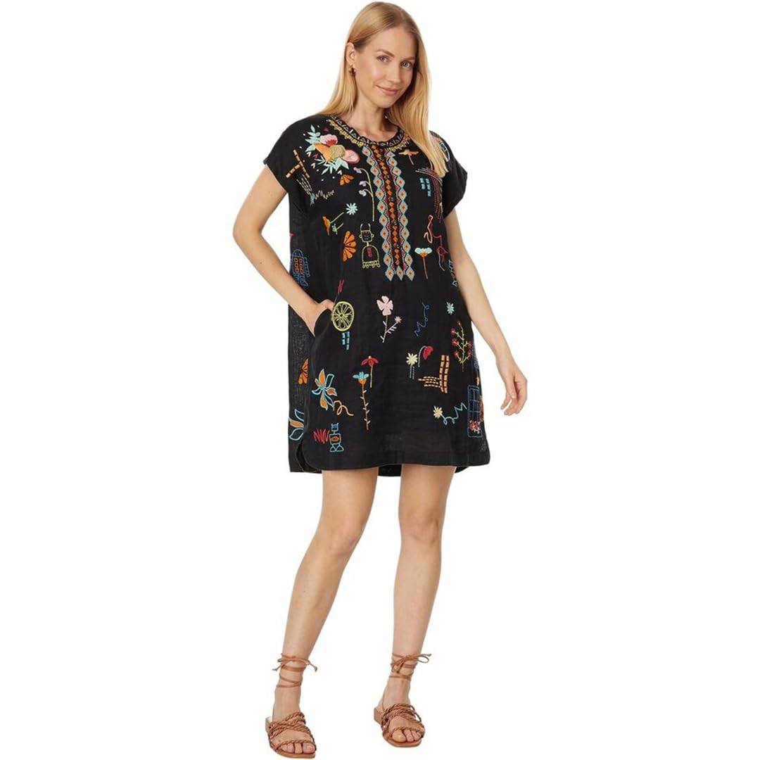 Johnny Was Women's Linen Shift Dress - Flowy Summer Casual Dress for Beach, Vacation & Boho Style Outfits