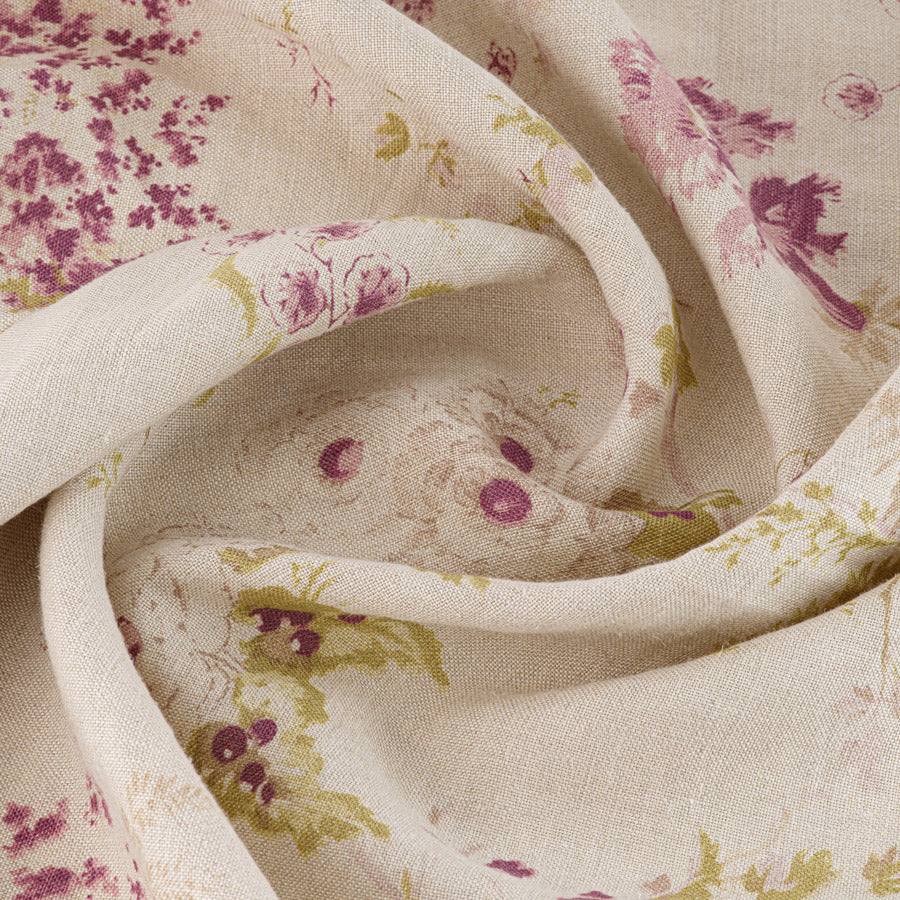 Vintage Damson Linen Tablecloth - Elegant Floral Embroidery for Dining Room Decor, Wedding & Special Occasions