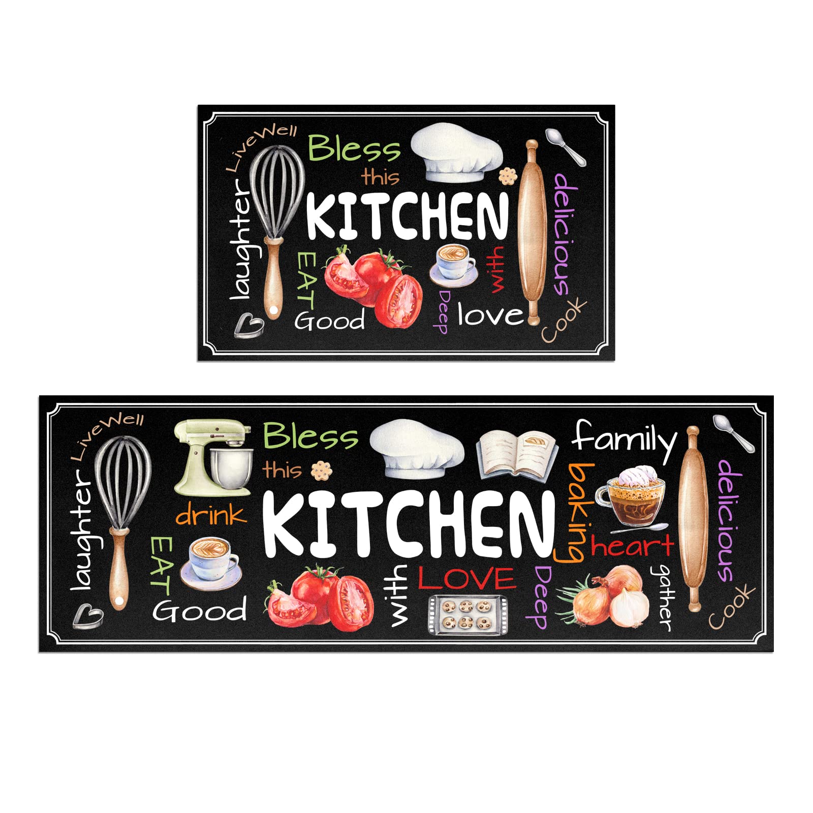 Non-Slip Kitchen Mat Set of 2 - Extra Thick Comfort Floor Mats for Standing - 17