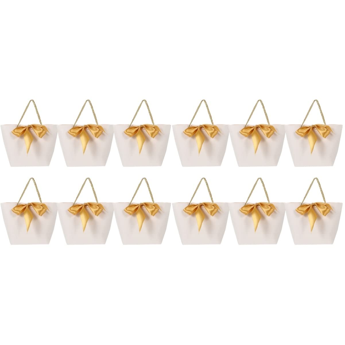 VALICLUD 12-Pack Premium Paper Treat Bags with Handles - Eco-Friendly Candy Gift Bags, Merchandise Bags, Ingot-Shaped Party Favor Bags for Birthday, Wedding, Baby Shower & Holiday Gifting