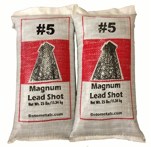 Magnum Lead Shot #5 .12 Inch 50 lbs (2 Bags) - Premium Ammo for Hunting, Reloading & Target Shooting