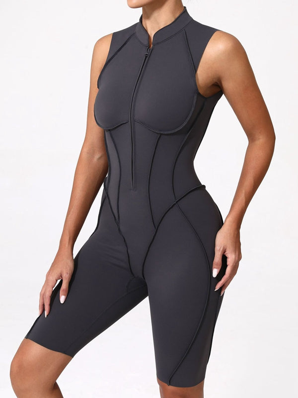 ZASUWA Women's Sexy Backless Zipper Romper - Quick Dry Stretchy Jumpsuit for Clubwear, Night Out & Summer Vacations
