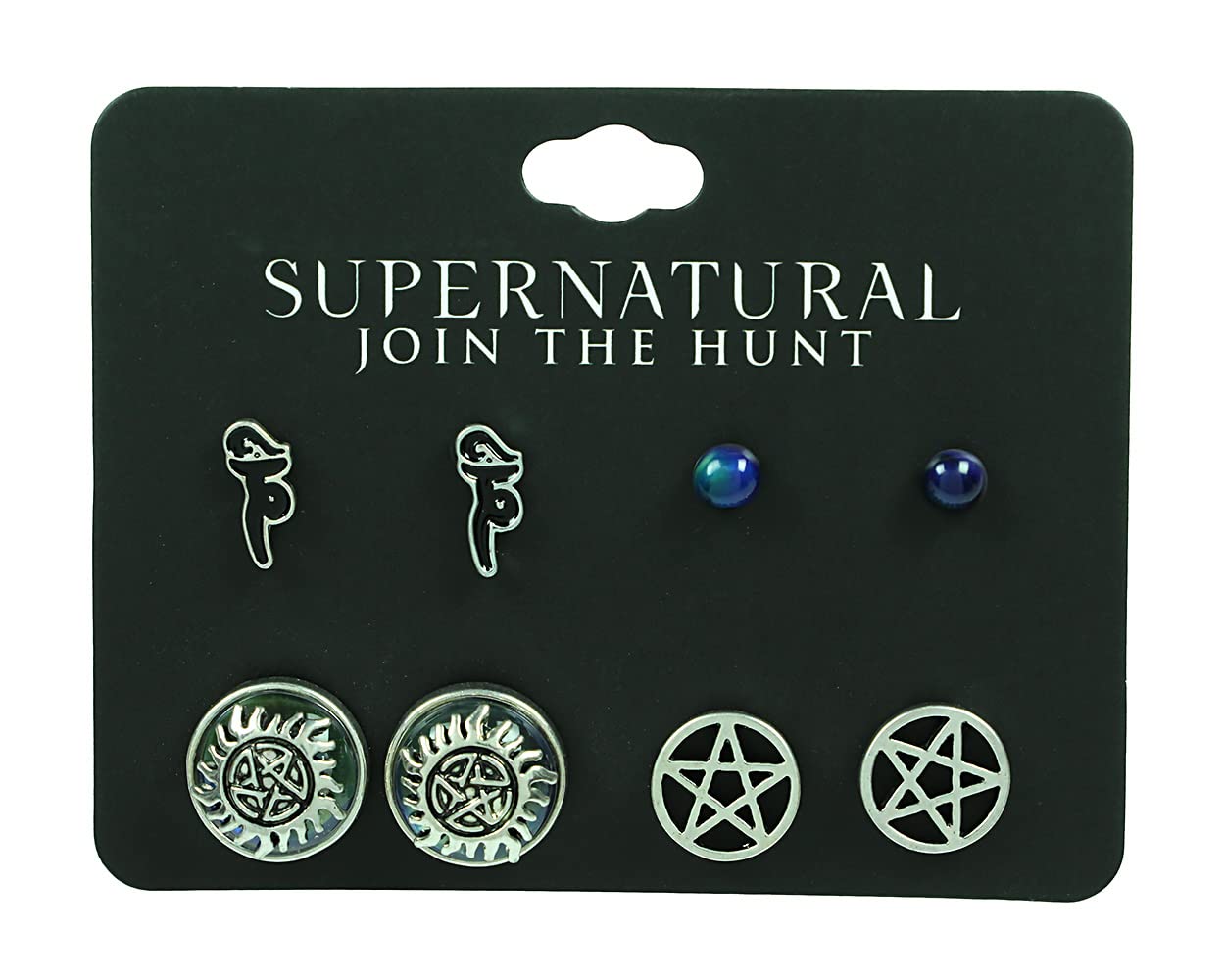 Supernatural Join The Hunt Earring Set - 4 Pack Gothic Jewelry for Fans | Perfect for Cosplay, Halloween & TV Show Themed Parties
