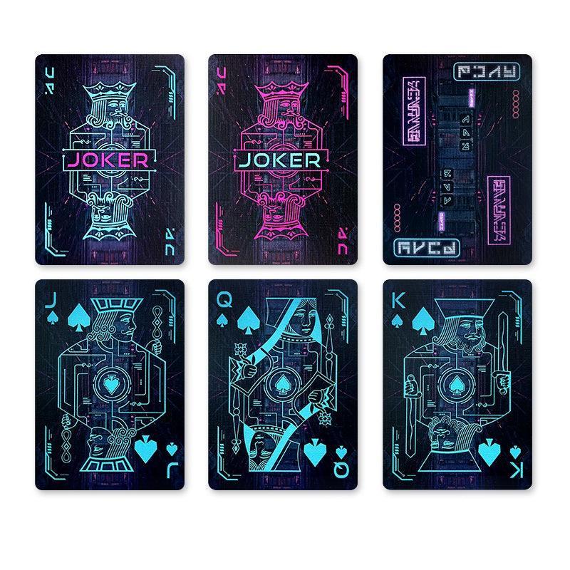 Cyberpunk Themed Bicycle Playing Cards - Neon Cybercity Deck for Poker, Magic Tricks & Collectors - Perfect for Game Nights, Gifts & Urban Fantasy Lovers