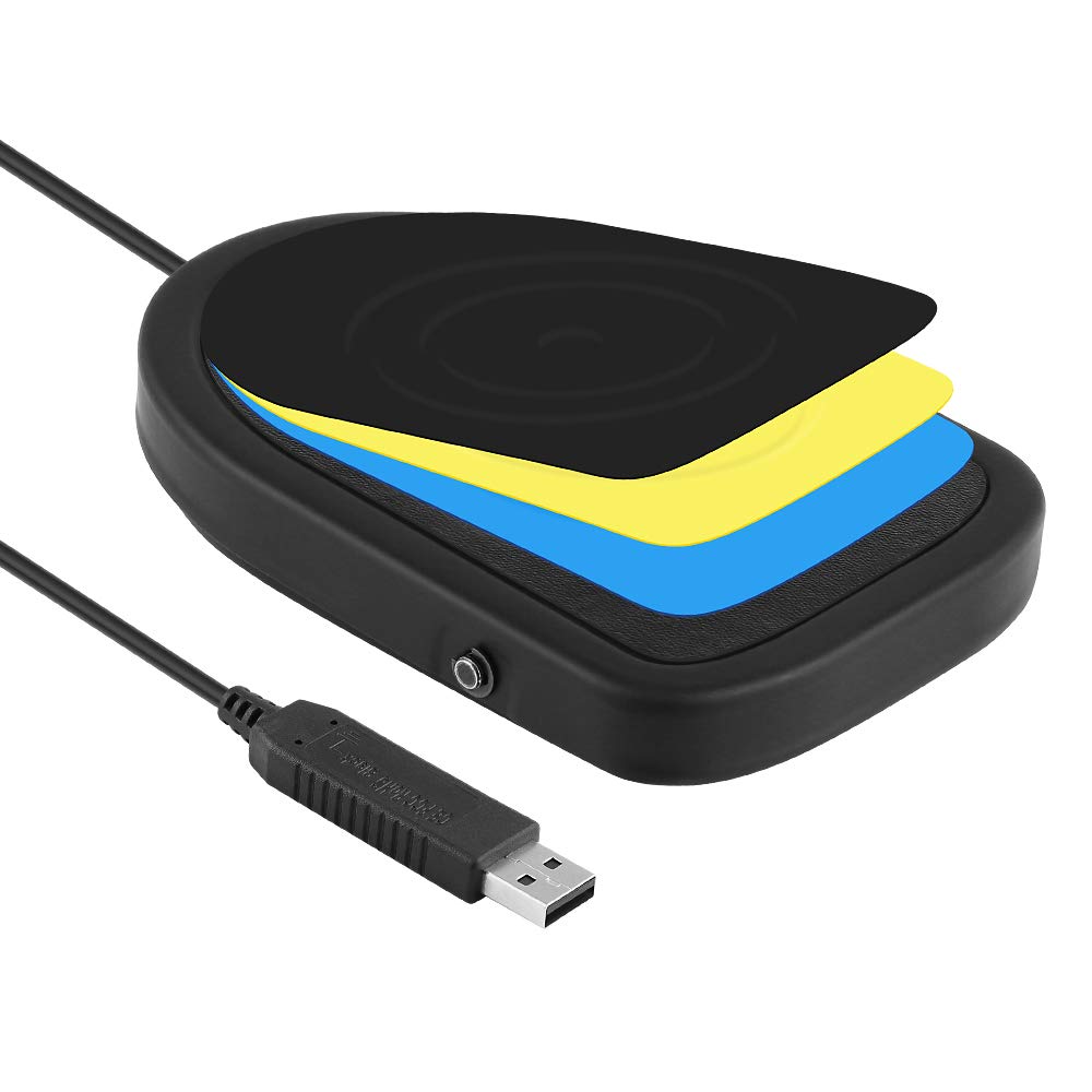 iKKEGOL USB Foot Pedal Switch for Gaming & PC Control - Black Metal HID Programmable with 3-Color Mat | Hands-Free Operation for Gamers & Streamers