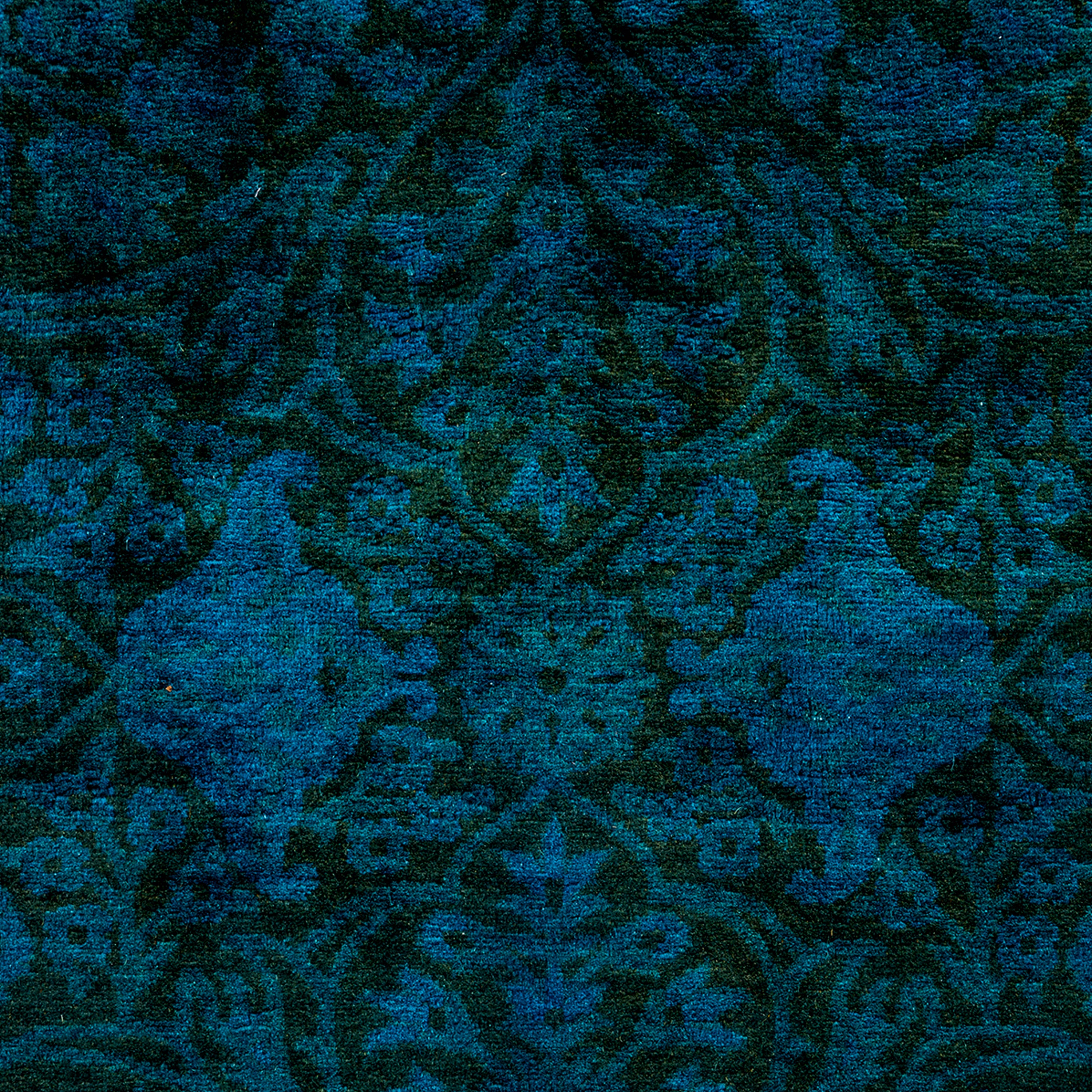 Blue Overdyed Wool Runner Rug 2'7 x 16'7 - Soft Vintage Style Area Rug for Living Room, Bedroom & Hallway