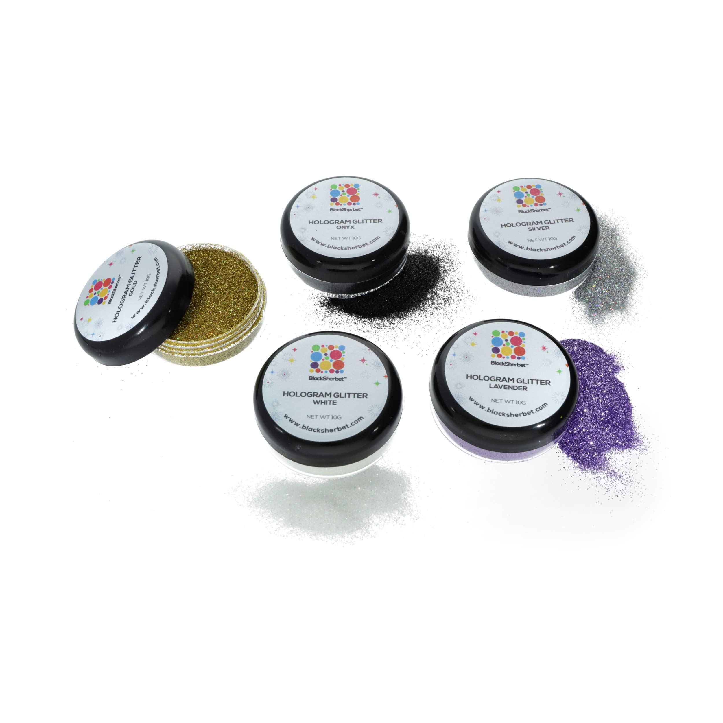 BlackSherbet Holographic Edible Glitter (10g) - Premium Food Grade Sparkle Dust for Cake Decorating, Cupcakes, Cookies, Cake Pops & Fondant - Perfect for Birthday Cakes, Wedding Desserts & DIY Baking Projects (White)