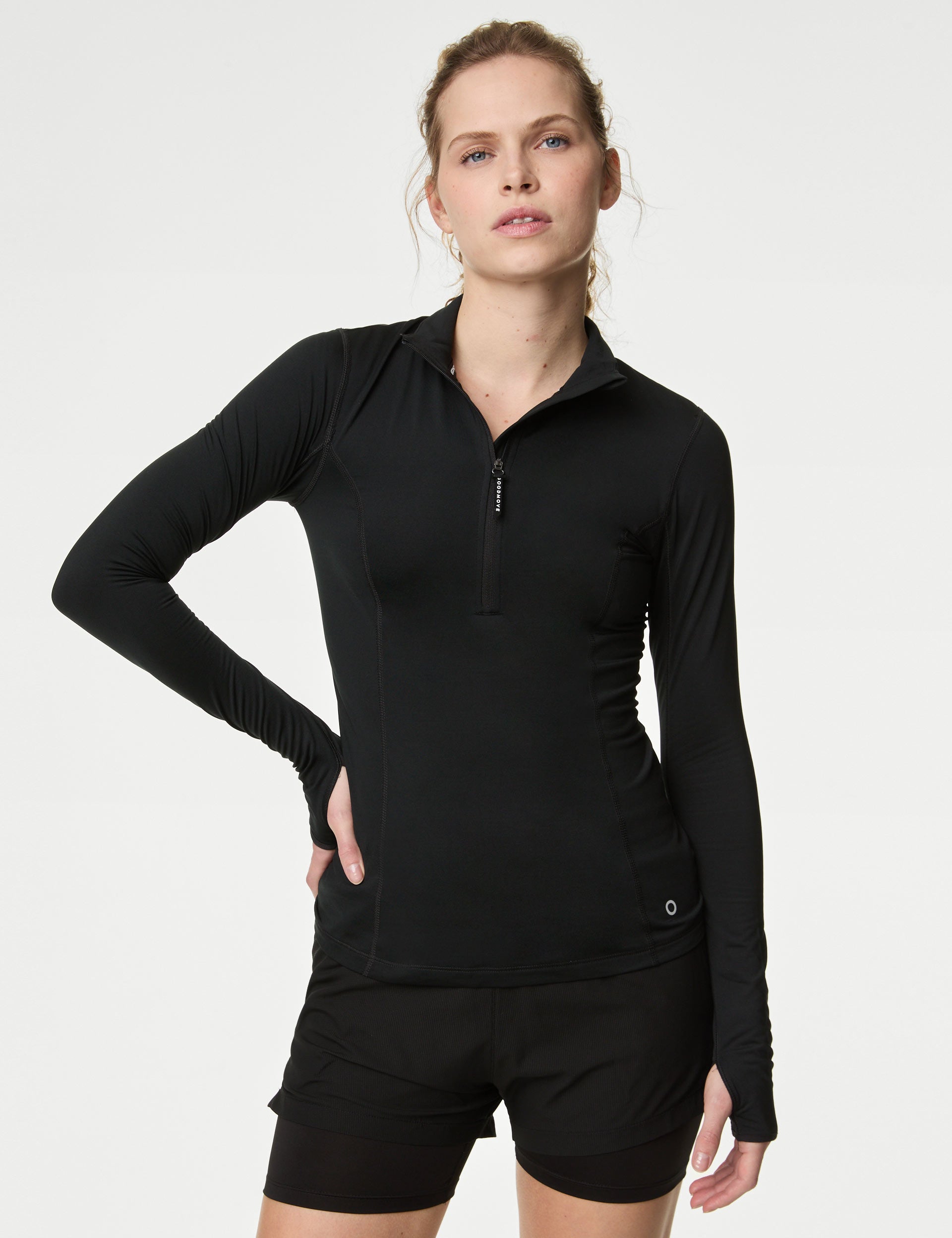Funnel Neck Half Zip Running Top for Men & Women - Lightweight Breathable Workout Shirt - Black - Perfect for Jogging, Gym & Outdoor Activities
