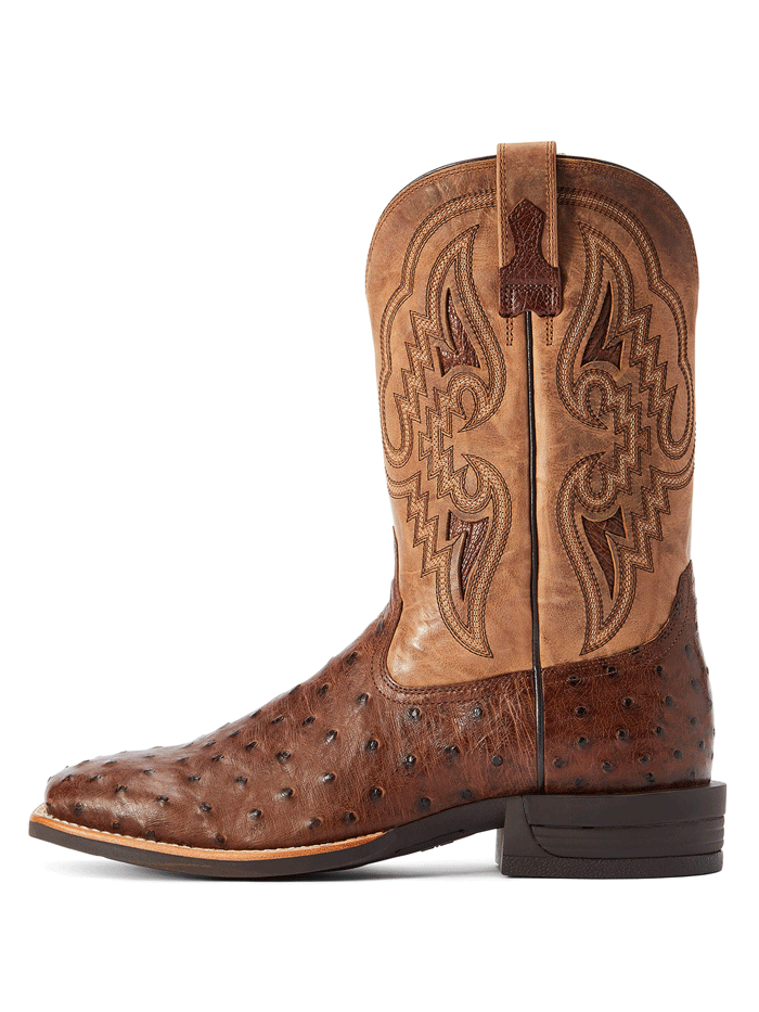 Ariat Men's Dagger Full Quill Ostrich Western Boots - Dark Tobacco Tan Leather Cowboy Boots for Riding, Country Fashion & Outdoor Events