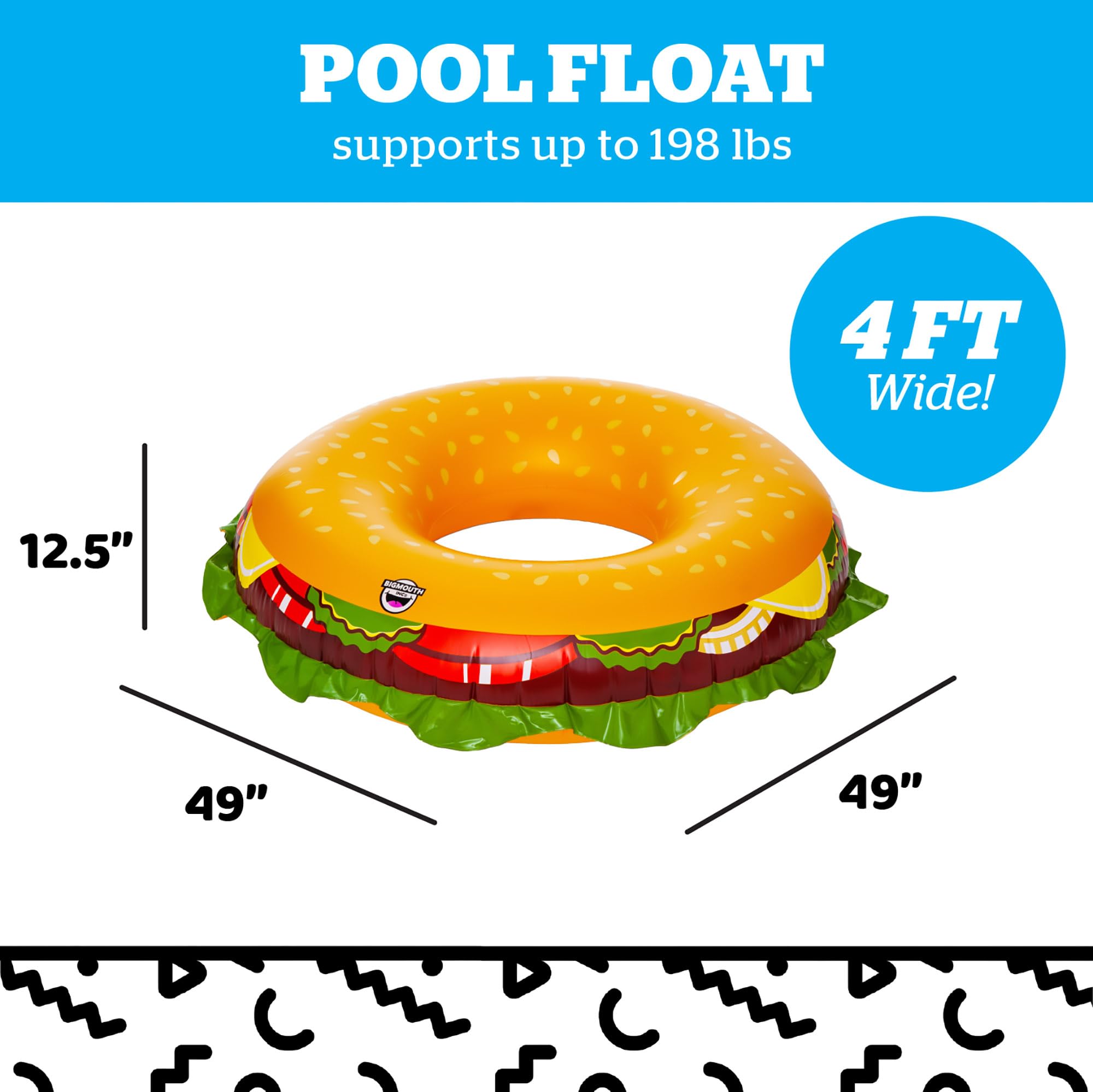 BigMouth Inc. 4' Wide Inflatable Pool Float Tube - Blow Up Swim Ring for Adults & Kids - Summer Water Toy for Pool Party, Beach, Lake & Backyard Fun