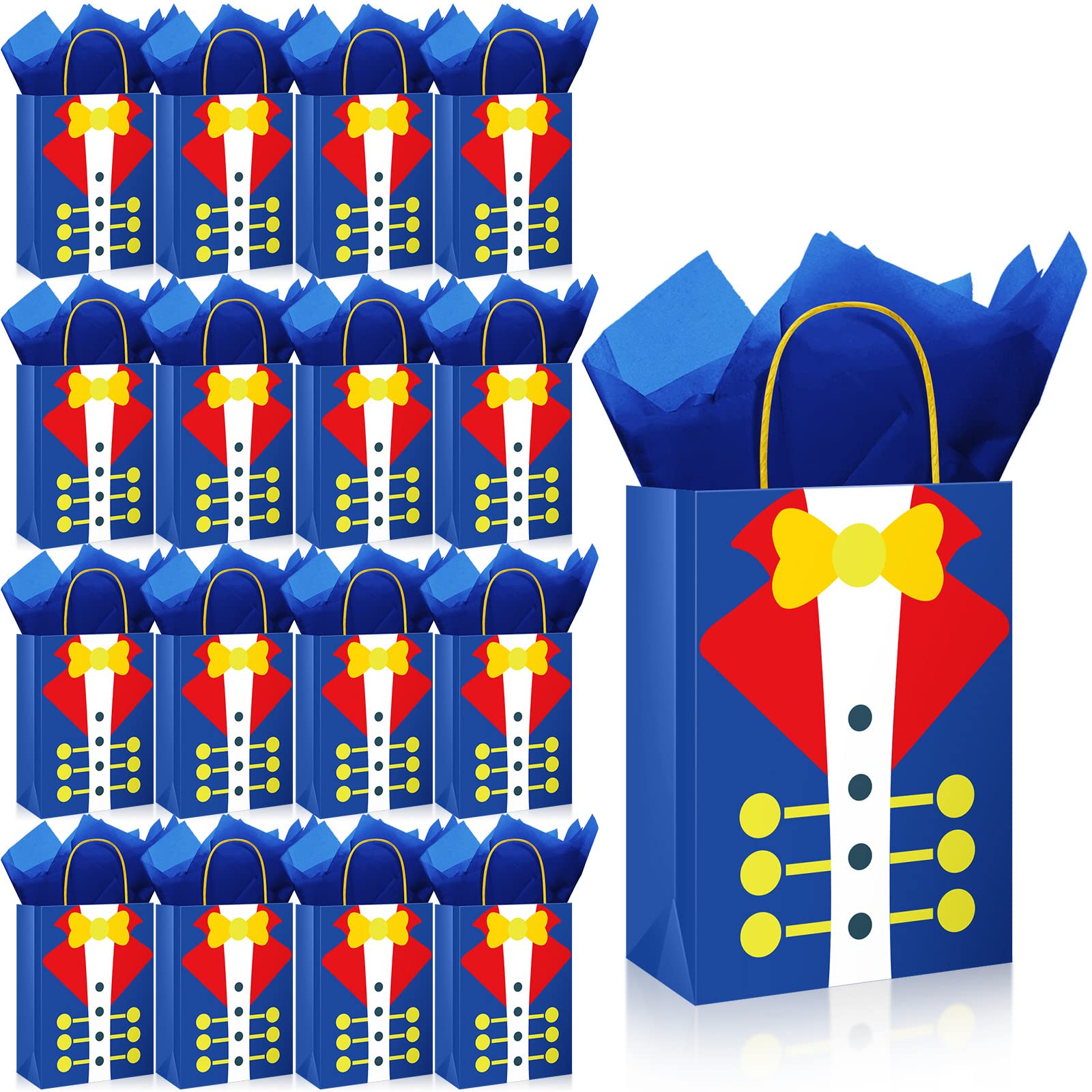 16 Pack Royal Prince Party Favor Bags with Tissue Paper - Premium Treat Goodie Bags with Handles for Prince Themed Birthday, Baby Shower & Special Events - Perfect for Candy, Gifts & Party Favors