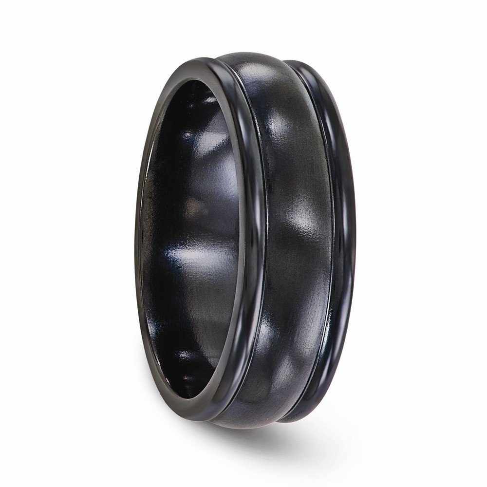 Solid Titanium Men's Black Wedding Band Ring - 8mm Triple Domed Classic Design for Men | Durable & Comfortable for Everyday Wear, Anniversary & Special Occasions