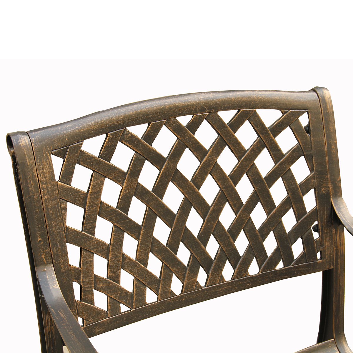 Oakland Living 59-inch Bronze Round Outdoor Dining Set with Lazy Susan & 6 Chairs - Traditional & Modern Aluminum Mesh Lattice Design - Perfect for Patio, Garden, and Backyard Entertaining