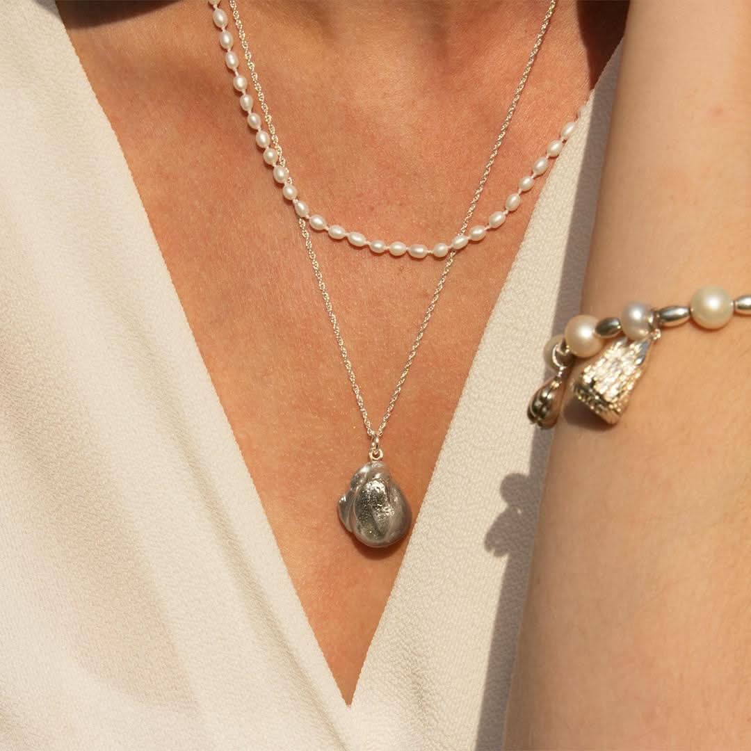 Elegant Baroque Grey Pearl Necklace in Sterling Silver - Perfect for Weddings, Parties & Special Occasions