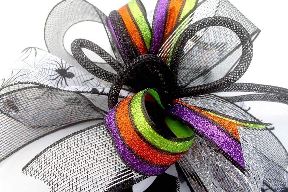 Spooky Halloween Spider Bow for Wreaths, Mantle Decor, Lanterns - Elegant Holiday Ribbon for Weddings, Halloween & Christmas Decorations - Perfect for DIY Crafts, Gift Wrapping & Seasonal Home Decor