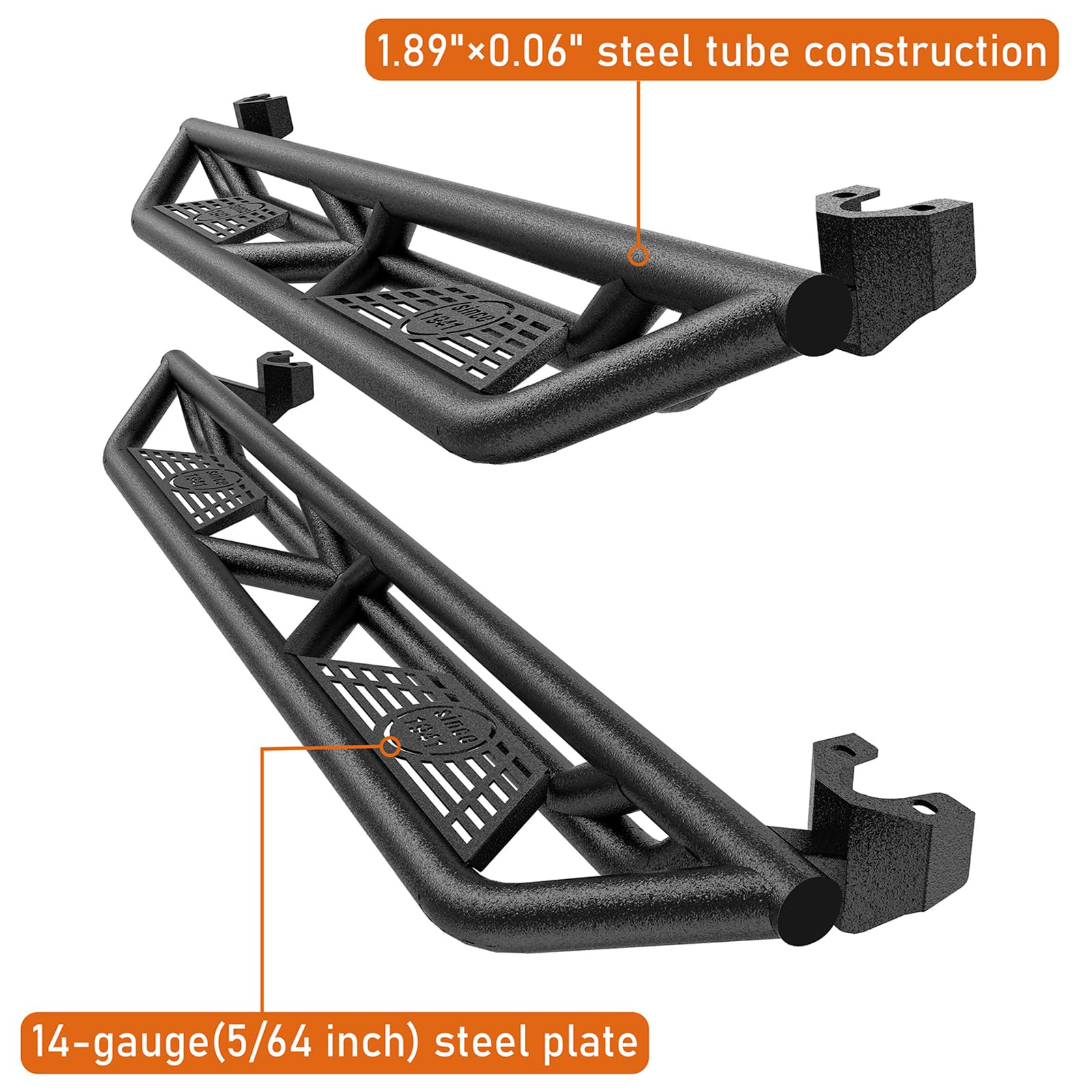 Hooke Road Wrangler JK Drop Side Steps Nerf Bars Running Boards for Jeep Wrangler JK Unlimited 4 Door 2007-2018 - Heavy Duty Off-Road Protection & Easy Entry/Exit for Adventure & Daily Driving