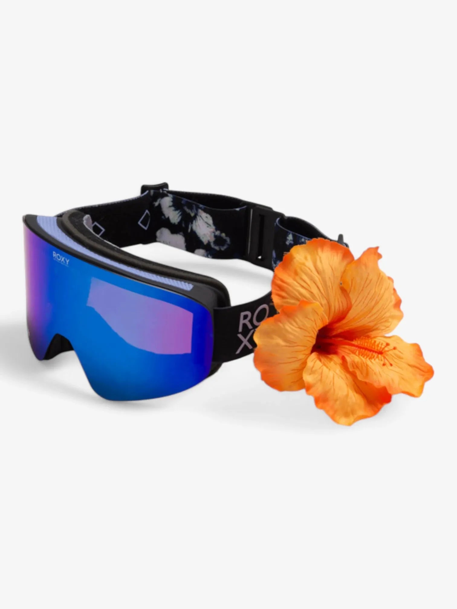 ROXY Feelin Color Luxe Blue Floral Snow Goggles - UV Protection, Anti-Fog for Skiing & Snowboarding