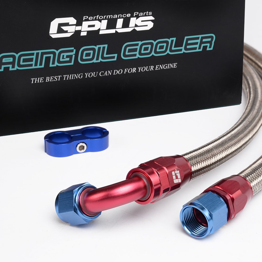 10 Row AN10 Aluminum Universal Engine Transmission Oil Cooler Kit with Oil Filter Adapter & Hose Ends - Silver - Perfect for High-Performance Cars, Trucks, and Racing Vehicles