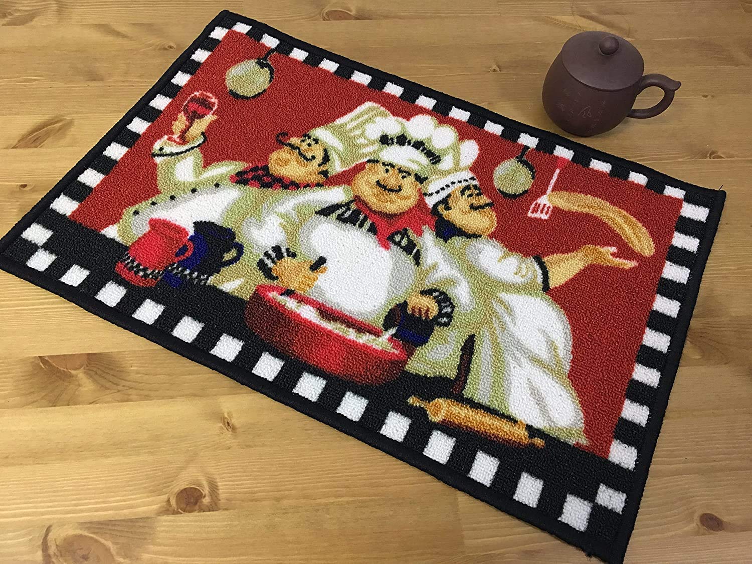 Fat Chef Kitchen Rugs and Mats - Washable Non-Slip Latex Backing, Funny Chef Decor for Kitchen & Entryway - Perfect for Cooking Areas, Restaurant Style Homes & Chef Gift Ideas