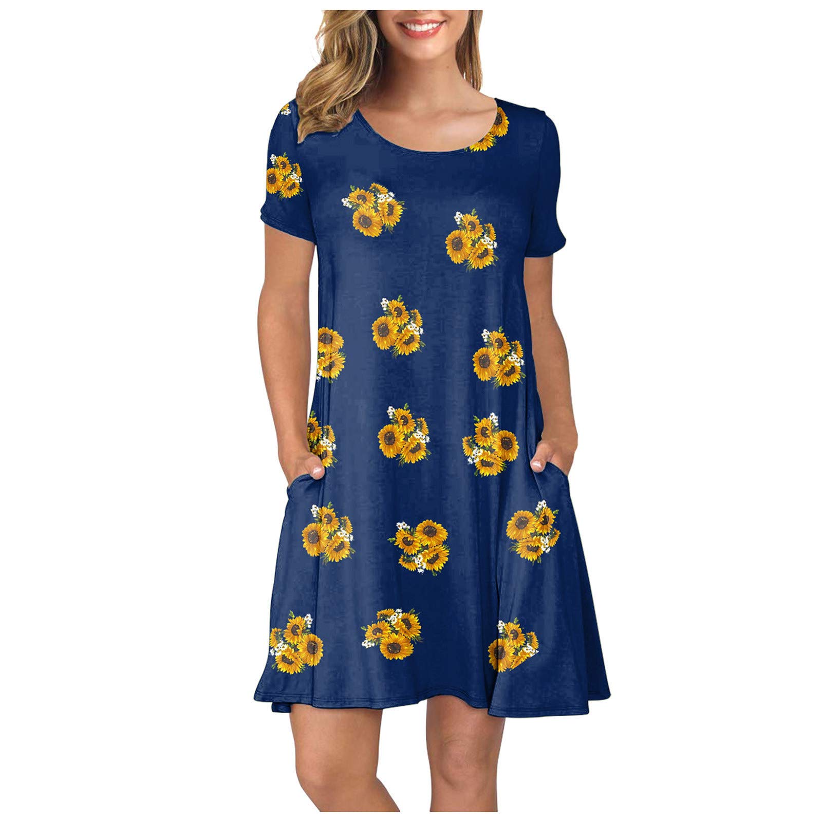 Women's Summer Maxi Dresses - Sexy Floral Round Neck Casual Sundress for Beach, Vacation & Outdoor Activities | Perfect for Pool Parties, Tropical Getaways and Summer Festivals