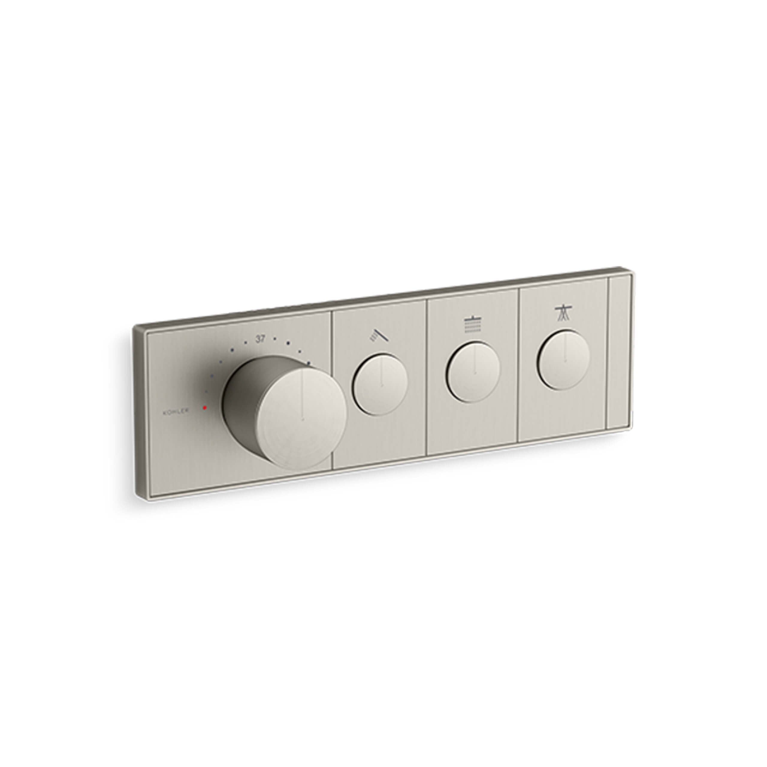 Anthem Recessed Mech Thermostatic Control Valve - 3 Outlet Brushed Nickel Finish for Bathroom, Shower & Spa Temperature Regulation