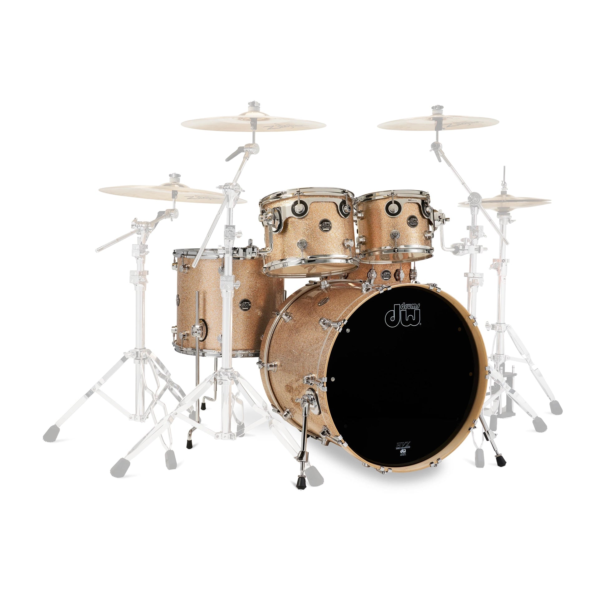 DW Performance Series 5-Piece 8-Ply Maple Shell Drum Set - Bermuda Sparkle Finish | Professional Drum Kit for Live Performances & Studio Recording