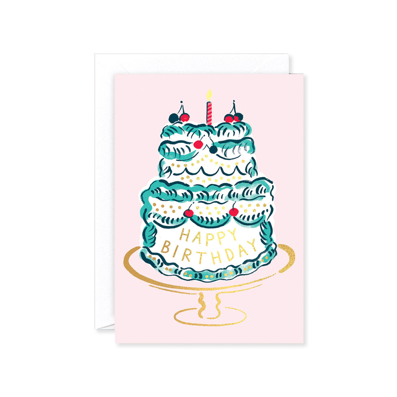 Happy Birthday Cake and Candle Greeting Card - Elegant Birthday Wishes for Friends & Family - Perfect for Parties, Celebrations & Special Occasions