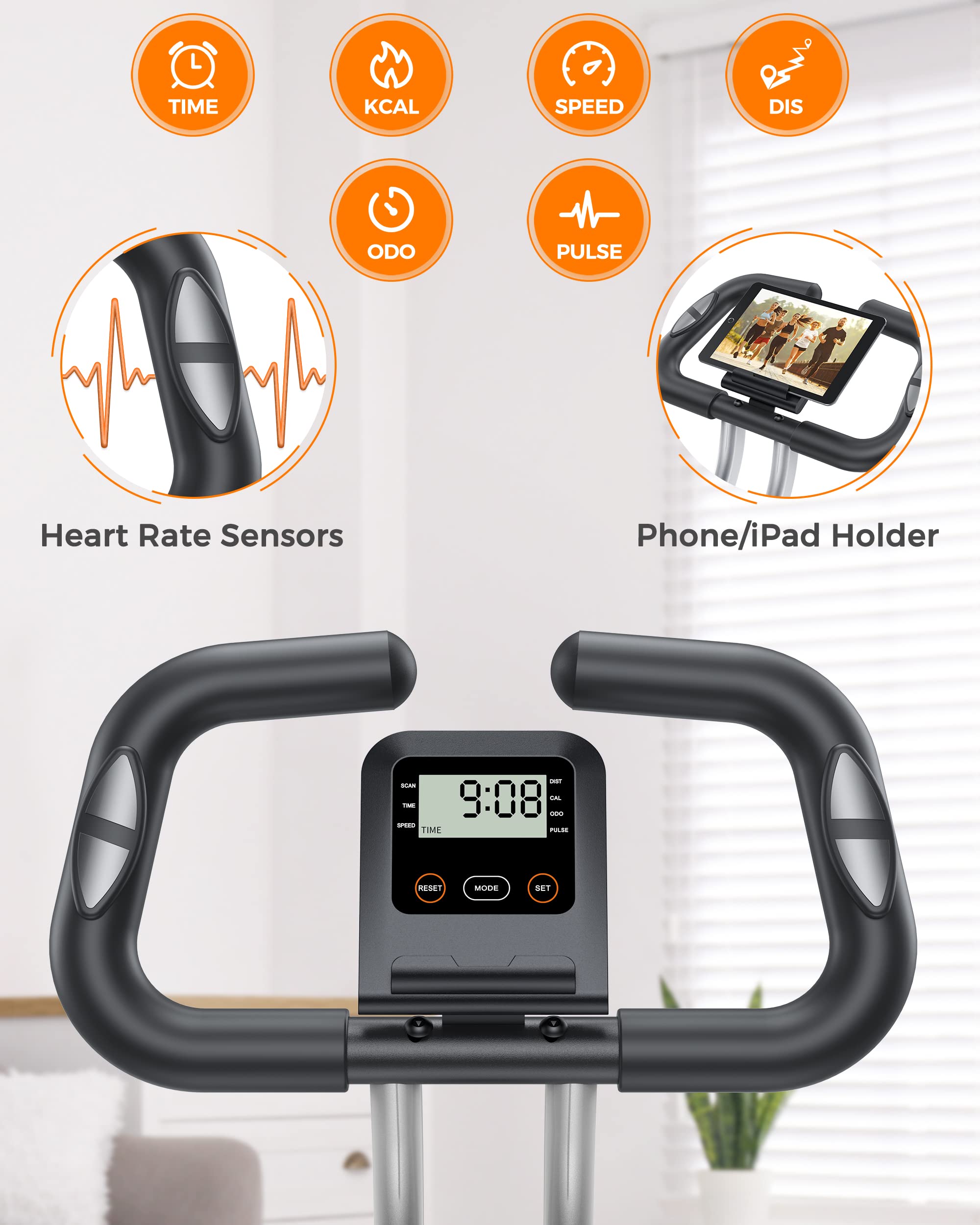 YOSUDA Folding Exercise Bike for Home Workouts - Adjustable Stationary Bike with LCD Monitor | Compact Foldable Design for Small Spaces | Perfect for Cardio, Weight Loss & Indoor Cycling Training