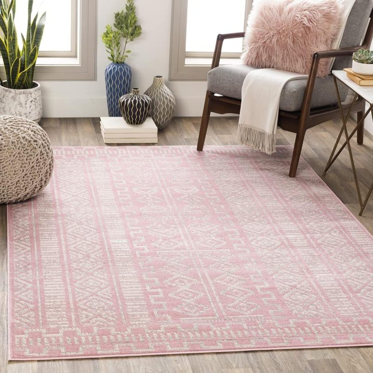 Mark&Day 8x10 Pale Pink Area Rug - Soft Plush Carpet for Living Room, Bedroom, Kitchen - 7'10