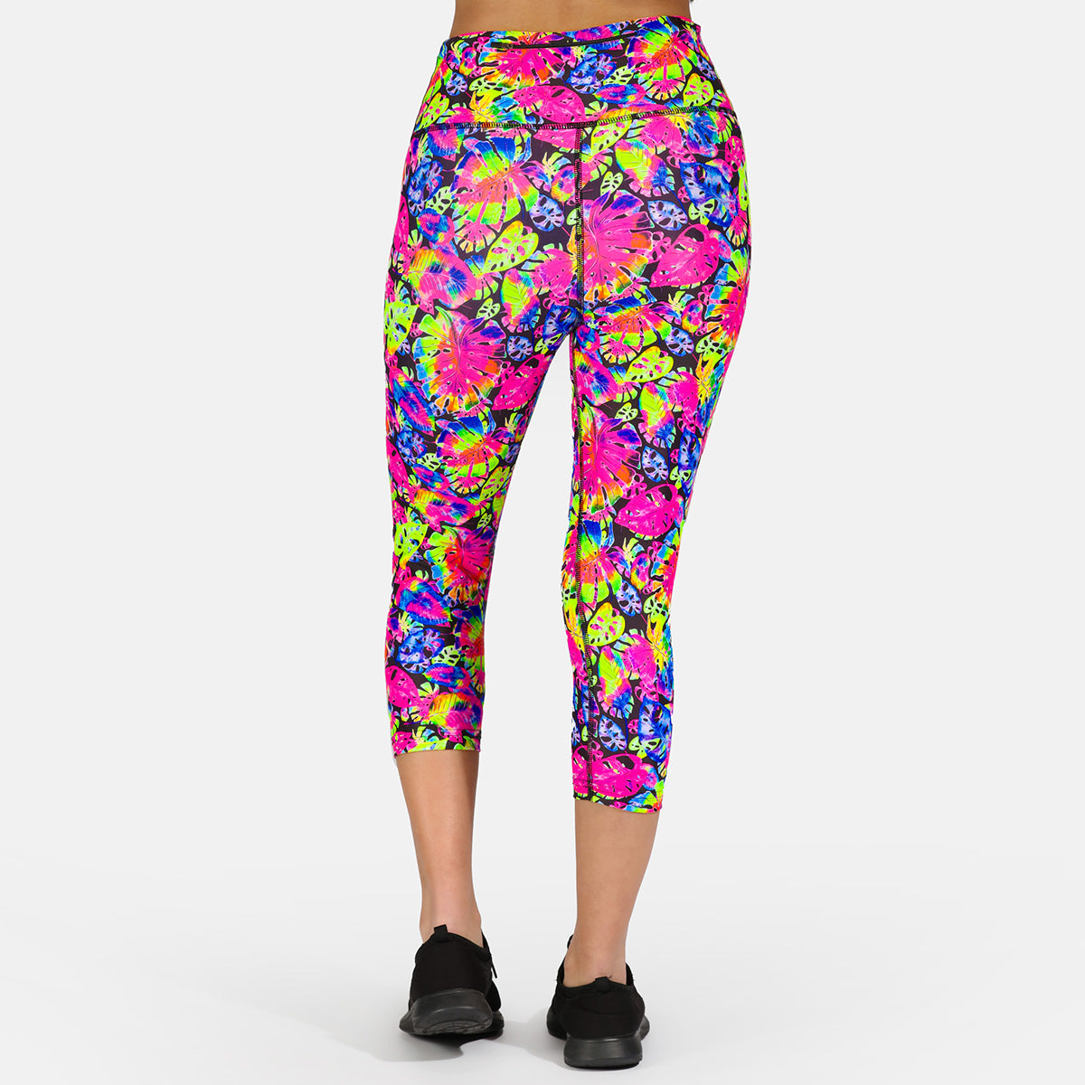 Women's Summer Palm Print Capri Pants - Lightweight, Stretchy & Comfortable for Beach, Vacation & Casual Wear