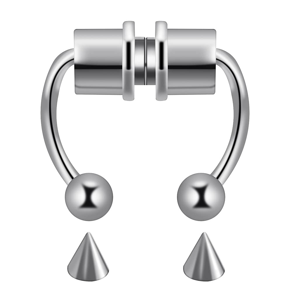 Zefuva 316L Stainless Steel Magnetic Clip-On Nose Hoop Rings - Fake Septum Piercing Jewelry for Women & Men | Perfect for Parties, Cosplay & Everyday Fashion Accessories