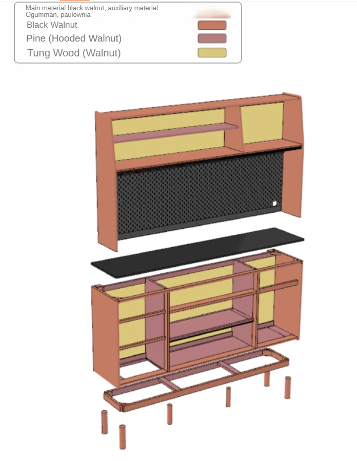 Premium Black Walnut Solid Wood Sideboard - Modern Luxury Buffet Cabinet for Dining Room, Living Room & Entryway Storage