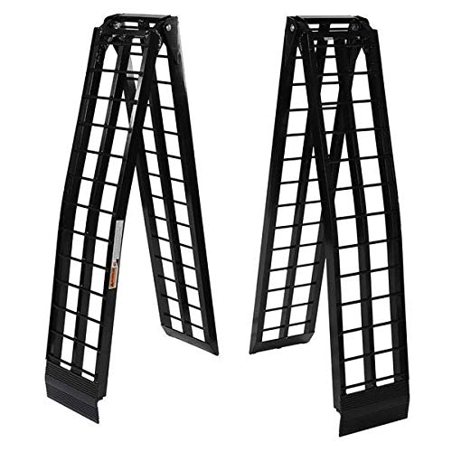 9ft Aluminum Folding ATV Loading Ramps - Heavy Duty 1200 lbs Capacity for Truck & Trailer - Black Pair (Perfect for ATV, Motorcycle, UTV & Equipment Loading/Unloading)