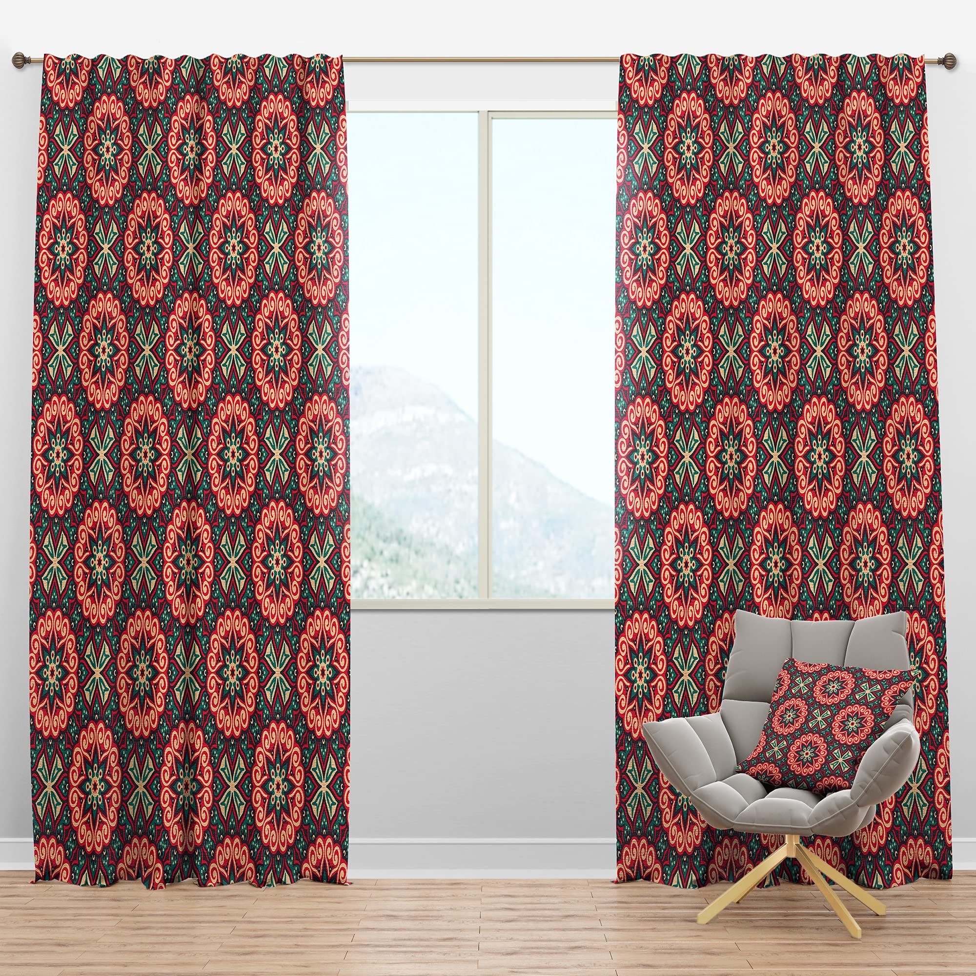 Blackout Curtains with Vintage Decorative Elements - Thermal Insulated Single Panel (52x84 inches) for Bedroom & Living Room - Perfect for Light Control, Privacy & Energy Savings