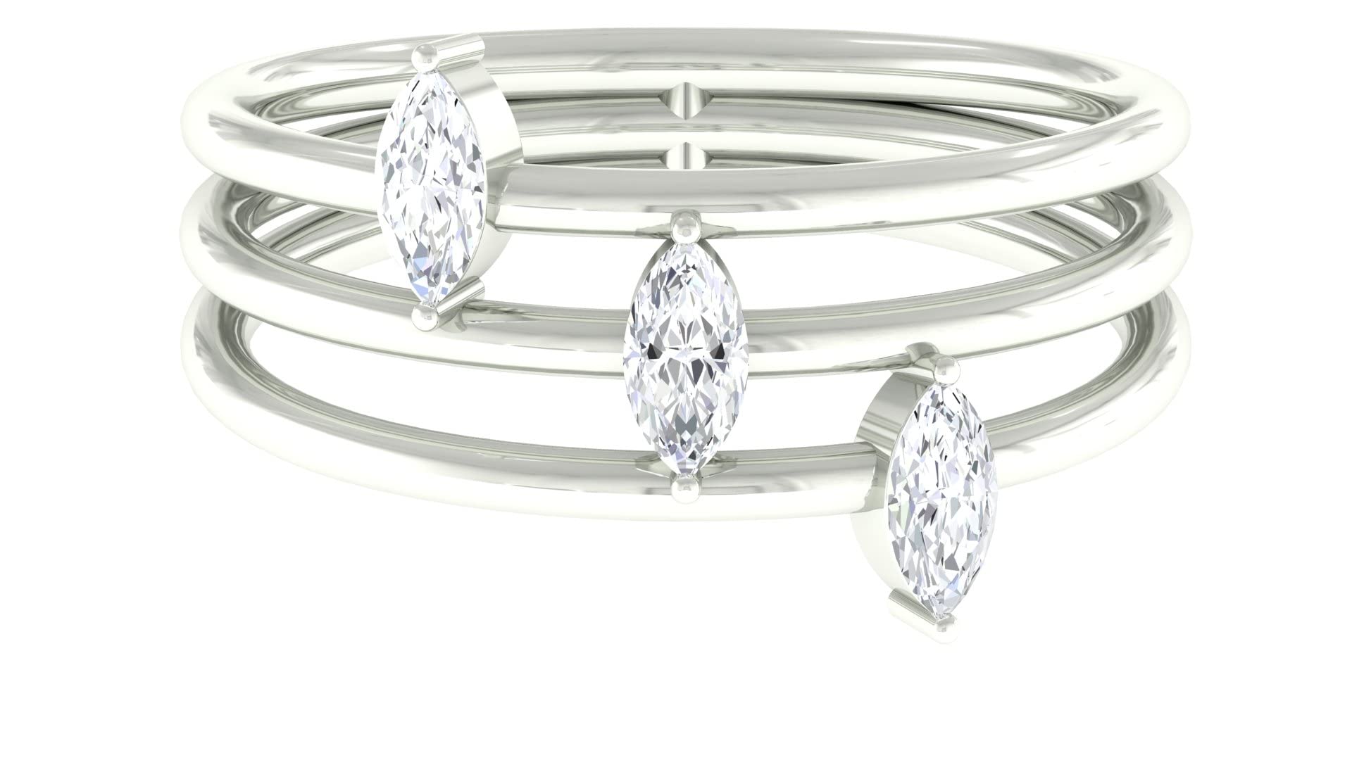 1/2 CT Natural Diamond & 14K Solid Gold Three Stone Marquise Ring for Women | Elegant Engagement, Wedding & Anniversary Jewelry Gift