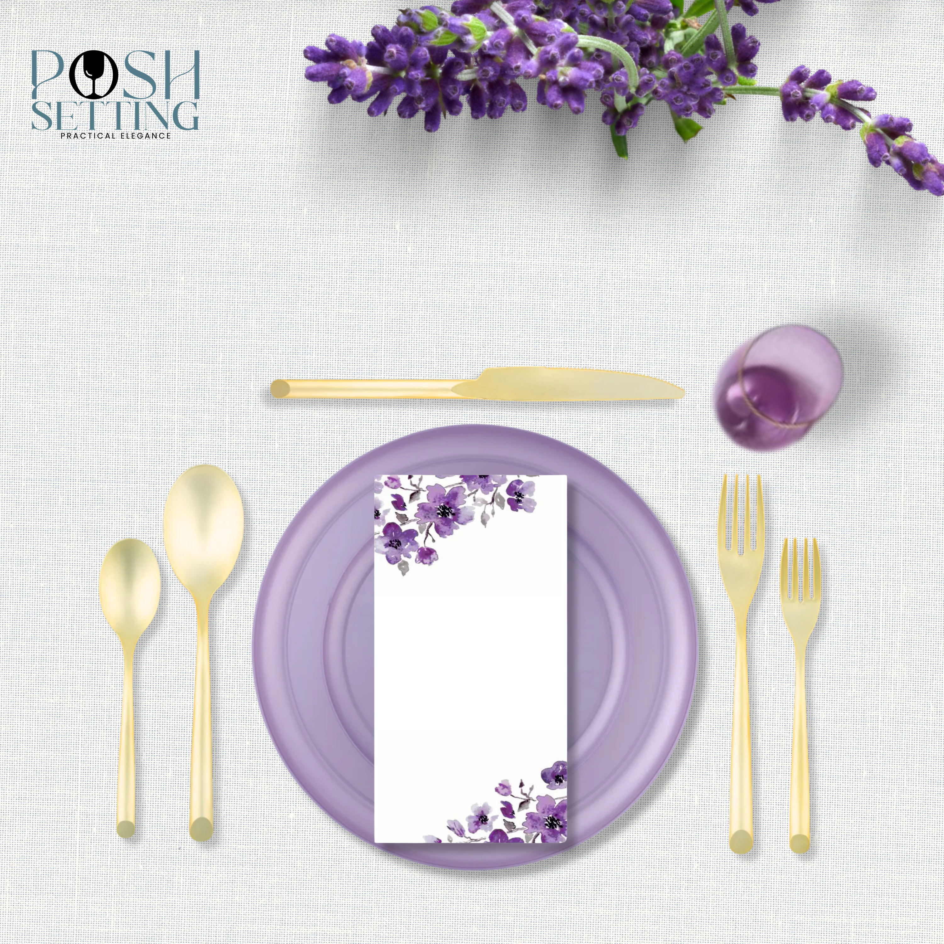 Lavender Disposable Plastic Party Supplies Set - Elegant Disposable Plates, Cups, Cutlery & Tableware for Weddings, Baby Showers & Birthday Parties - Perfect for Outdoor Events & Special Occasions